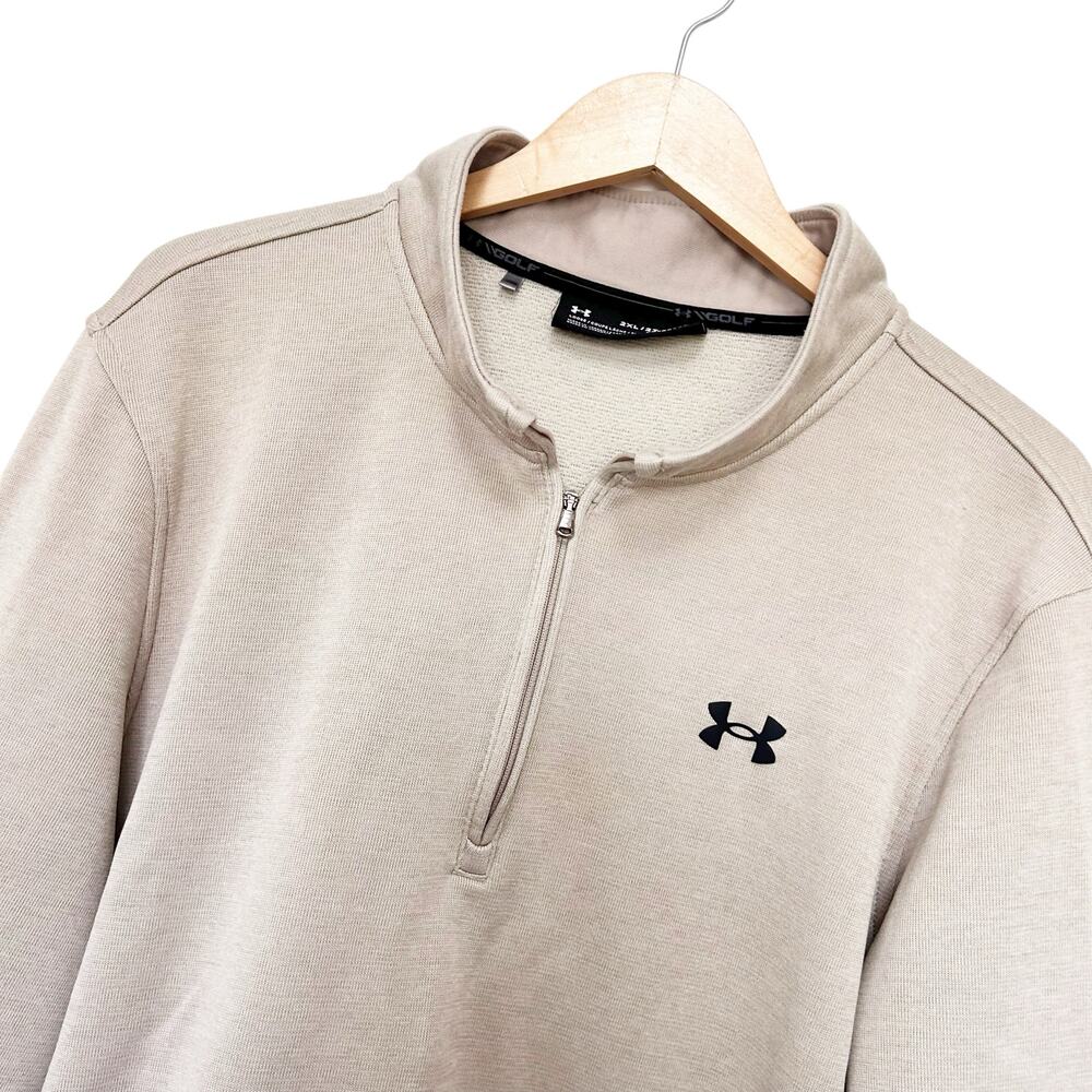Under Armour Coldgear Tan Quarter Zip Sweater Sz 2XL